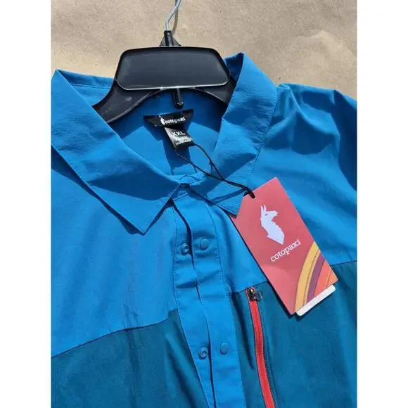 Cotopaxi Mens Sumaco Short Sleeve Shirt Lake Waterfall UPF50+ $85 MSRP XXL 2XL